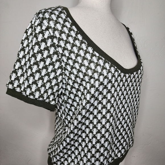 ZARA Jacquard Knit Short Sleeve Top Size Large - Picture 6 of 12